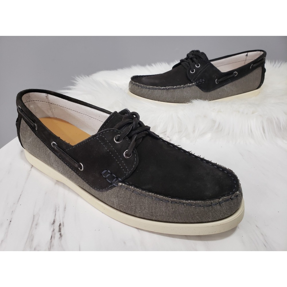NEW NO BOX Stefano Bonfiglioli Italian Suede Loafers Black SIZE 45 boat shoes